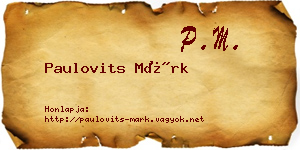 Paulovits Márk névjegykártya